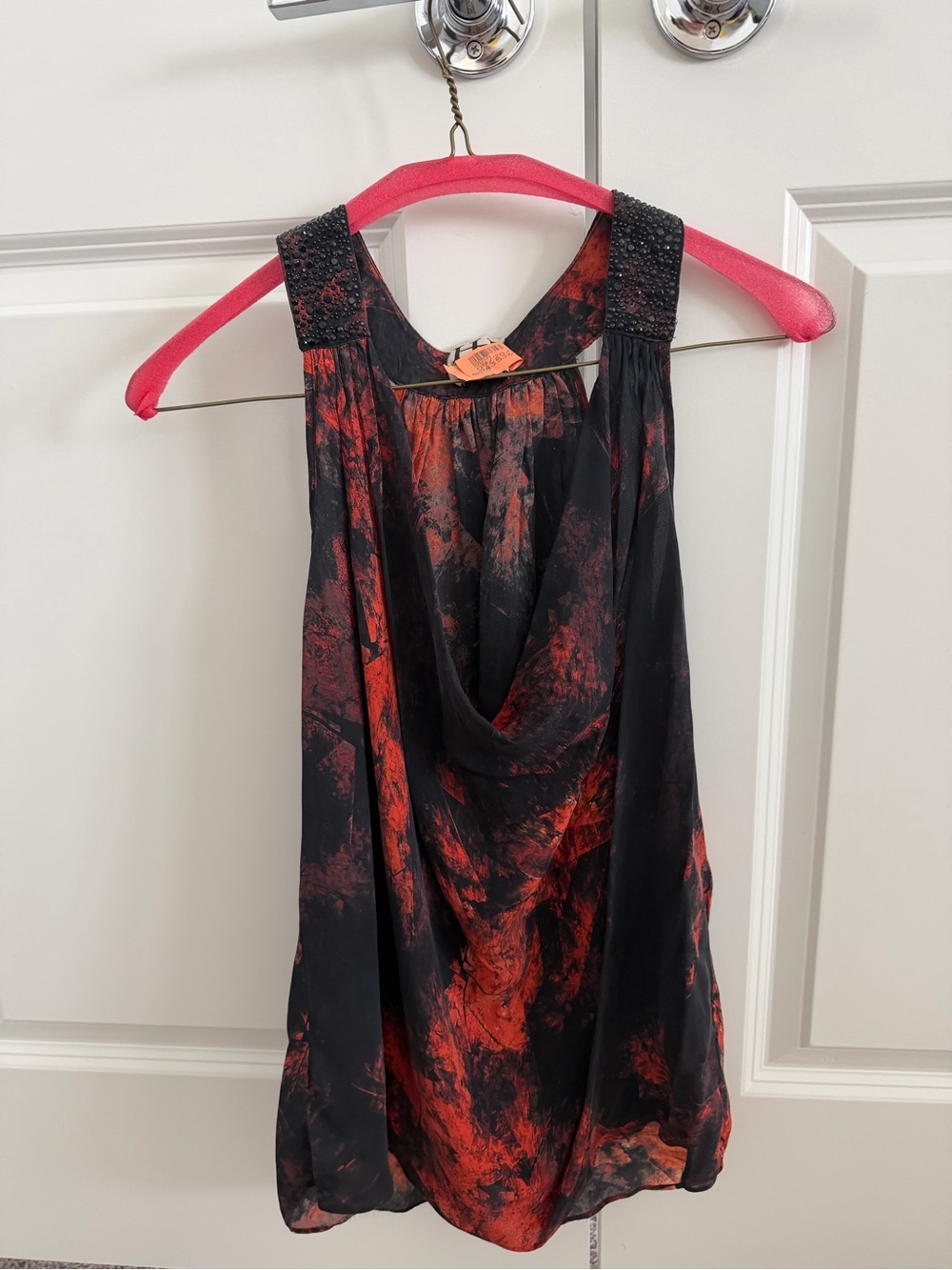 Haute Hippie Black and Red Draped Camisole